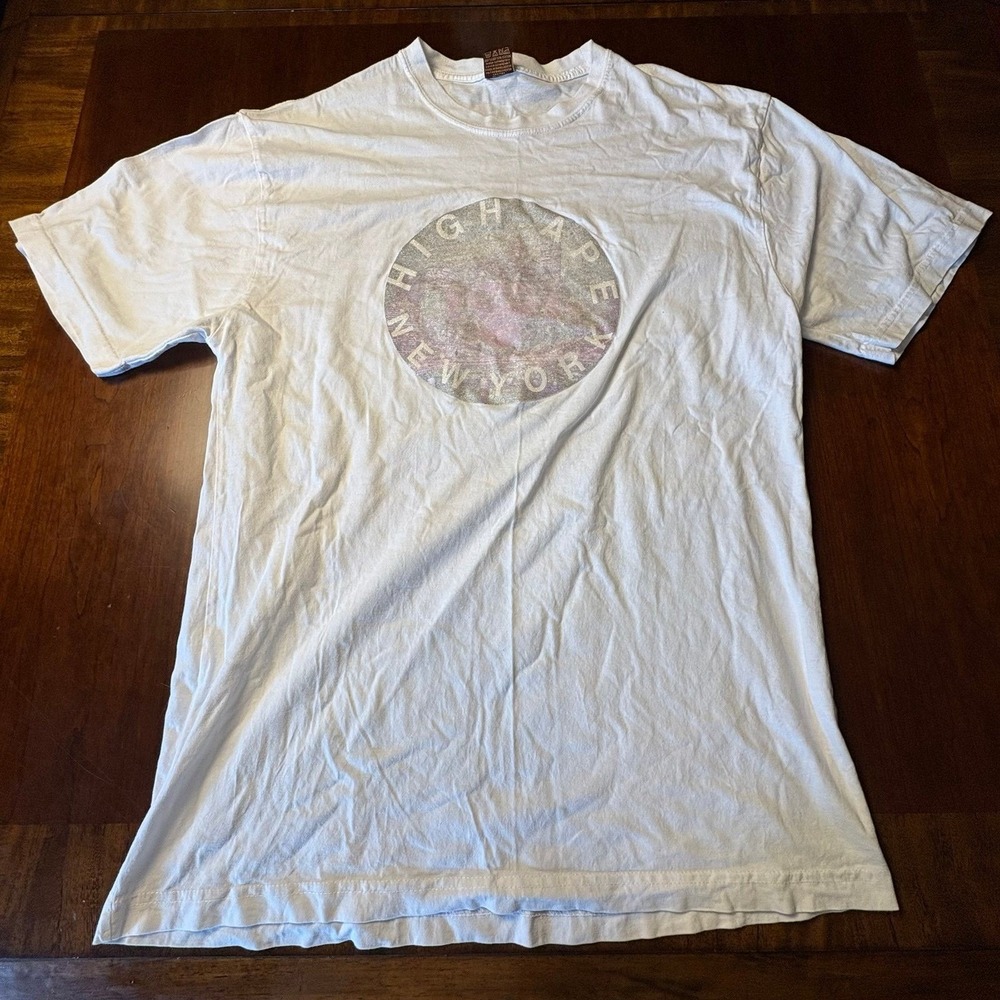 High Ape New York Faded Circle Logo Graphic T-Shirt White XL Streetwear Tee